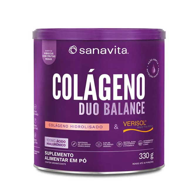 Colágeno Sanavita Duo Balance Hibiscus com Frutas Roxas 330g